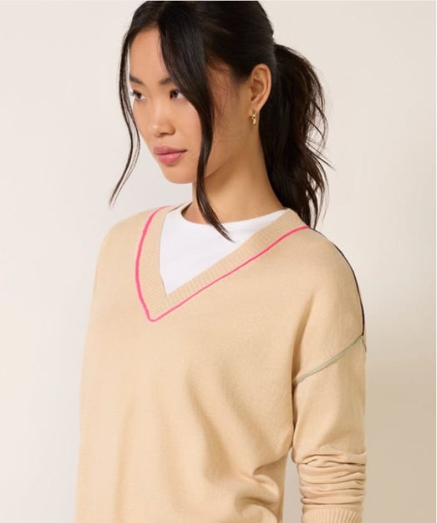 V-neck pullover, front view