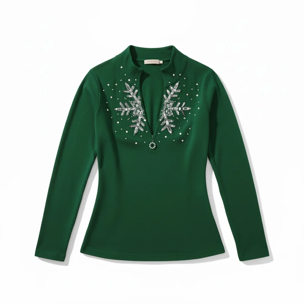 The rhinestone snowflake sweater in green