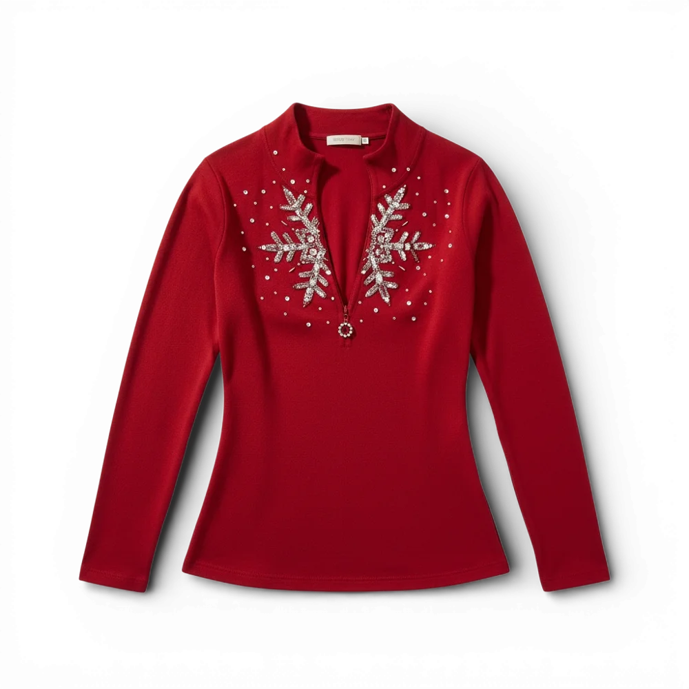 The rhinestone snowflake sweater in red